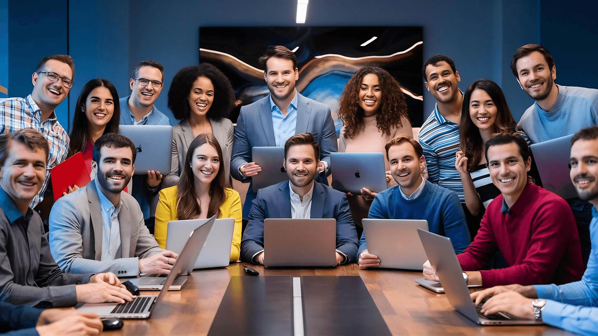 BD Commerce team working together with laptops and tablets